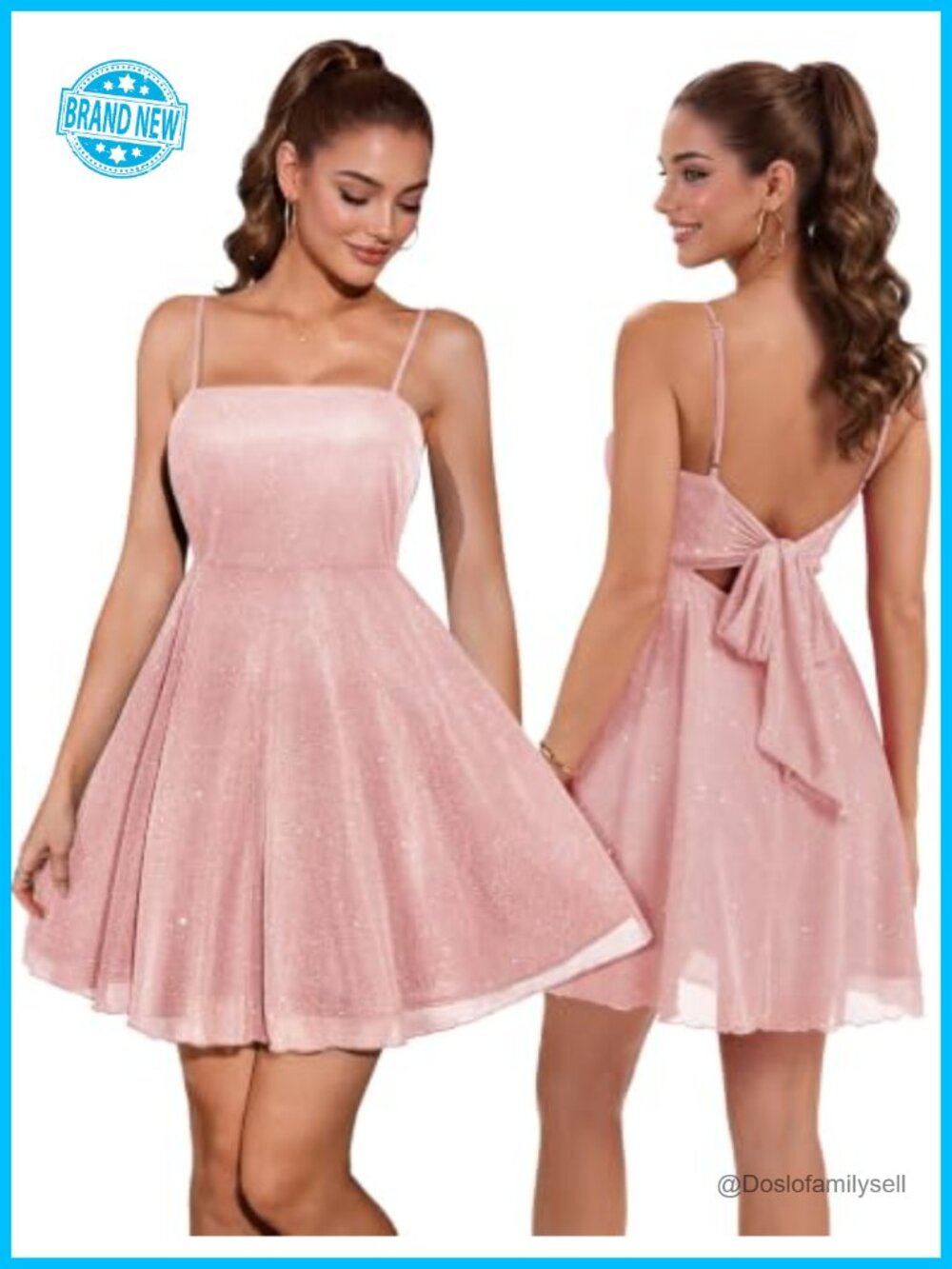 Sparkly Short A-Line Homecoming Dress Bow Tie Back Cocktail Party